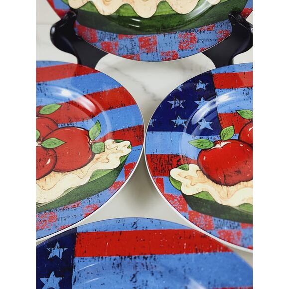 Sakura American As Apple Pie Salad Plate 8 1/4" Flag Dinnerware Stoneware x4 - Picture 7 of 13